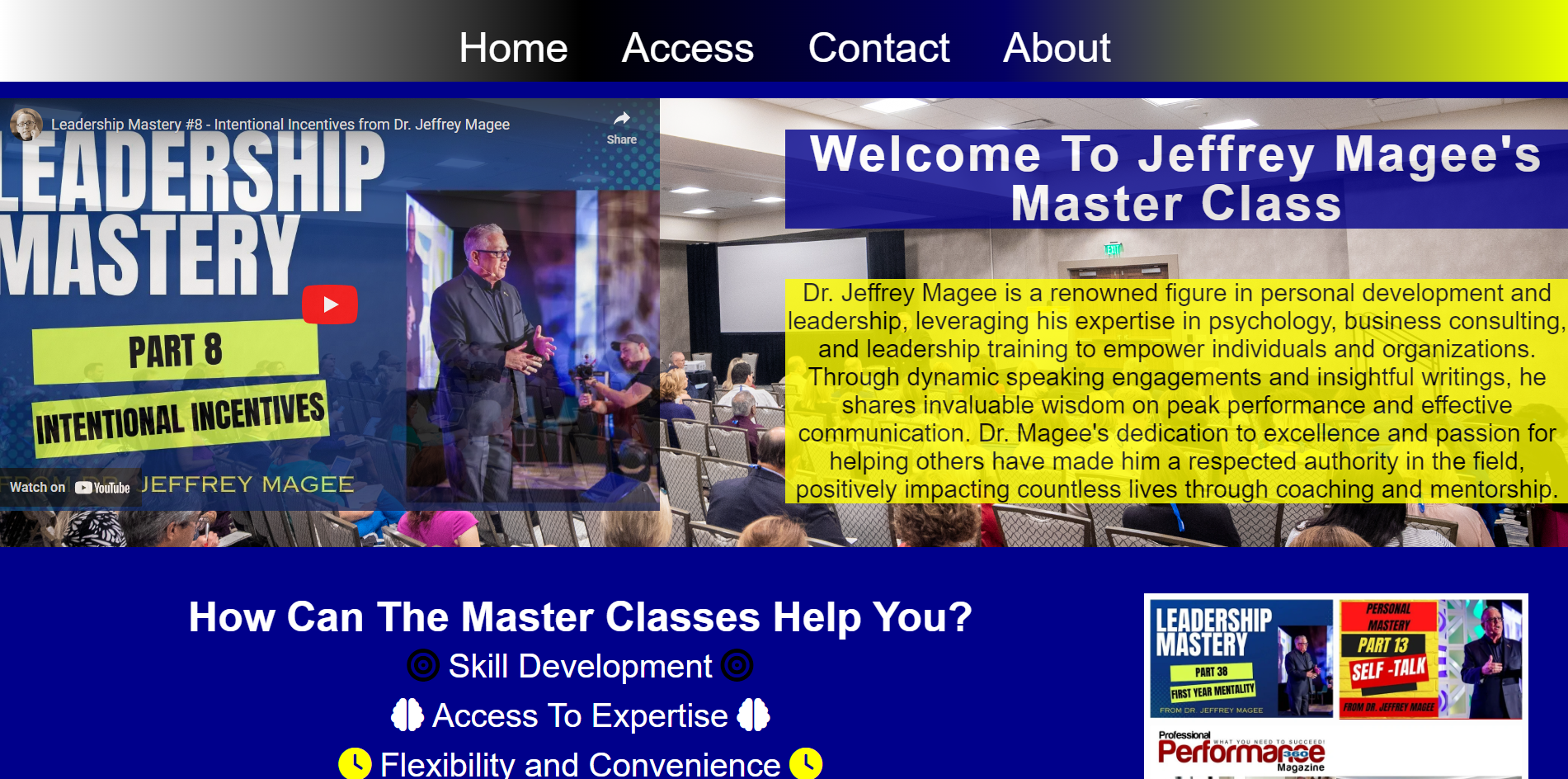 Jeffrey Magee Master Class Homepage